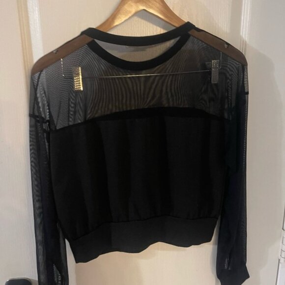 Blue Blush Black Mesh Blouse - Picture 2 of 3